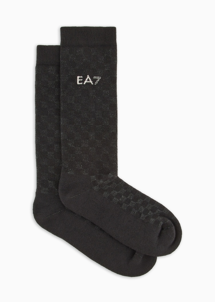 EA7 男女同款棉质微弹中筒提花高尔夫袜子