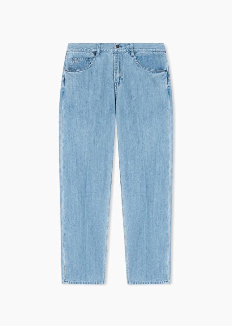 Emporio Armani 男士宽松中腰长款休闲时尚牛仔裤