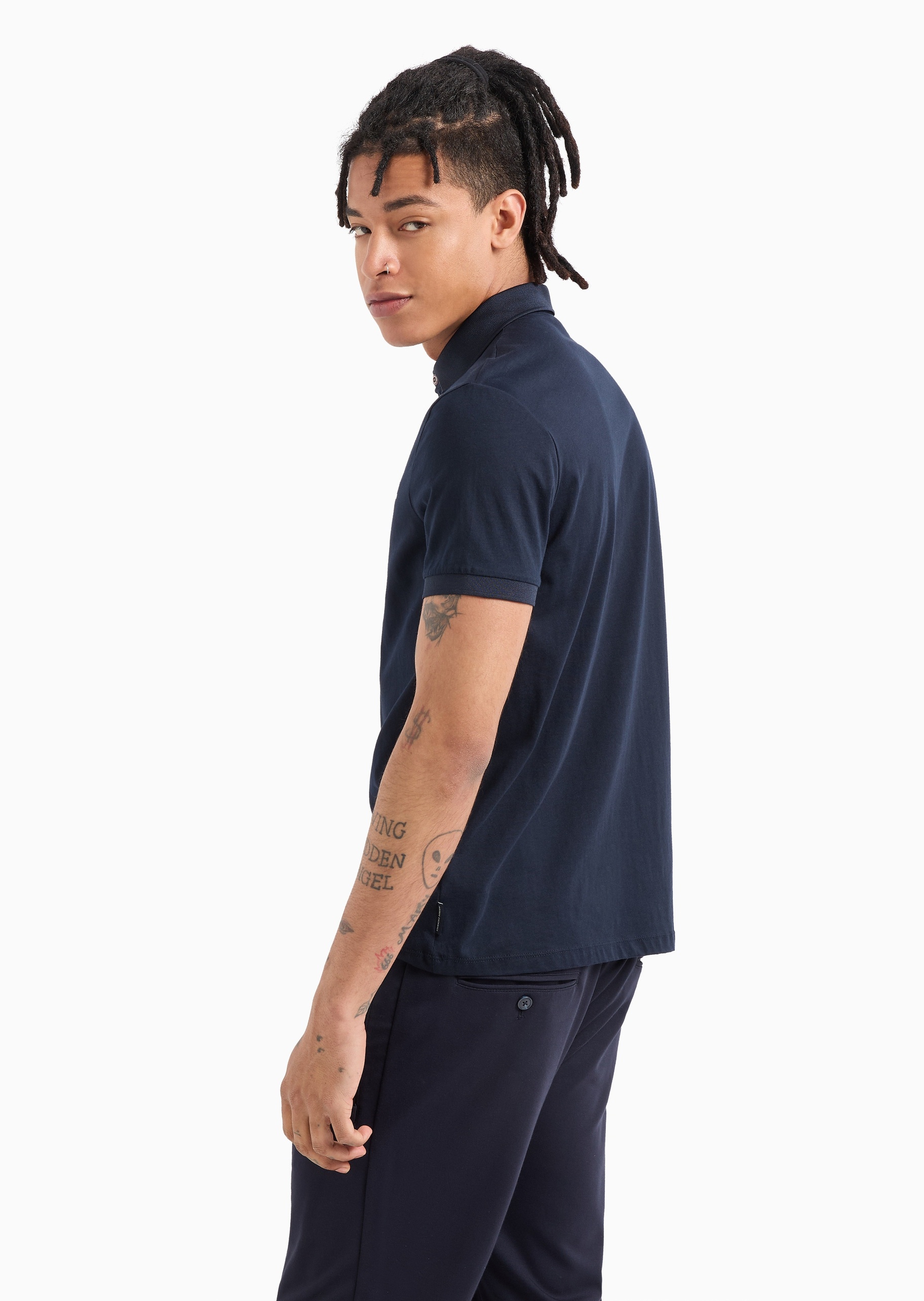 ARMANI EXCHANGE 男士全棉合身短袖翻领简约纯色Polo衫