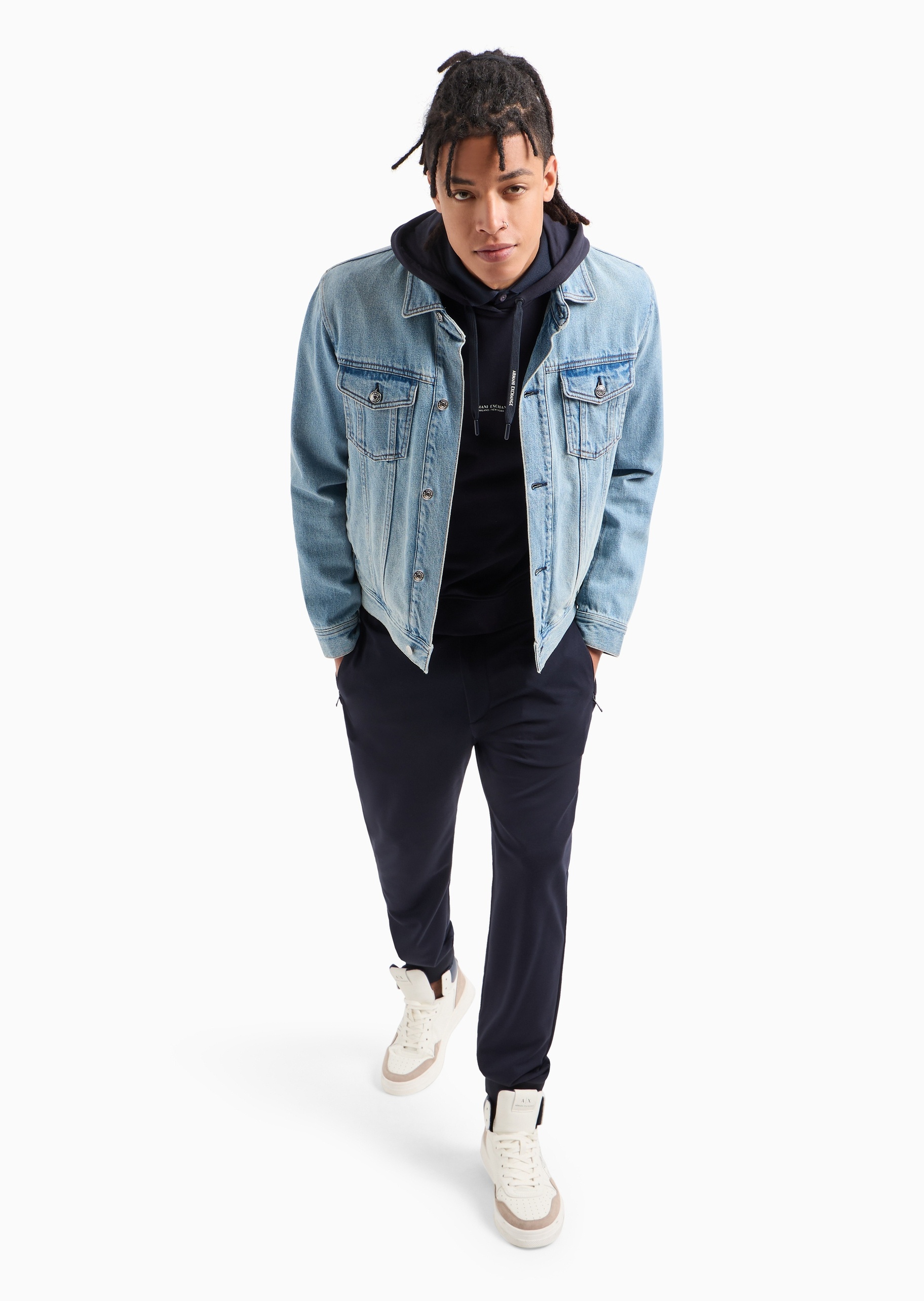 ARMANI EXCHANGE 男士全棉合身短袖翻领简约纯色Polo衫