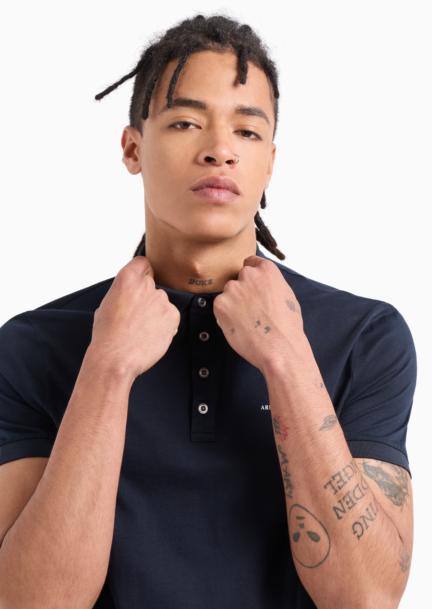 ARMANI EXCHANGE 男士全棉合身短袖翻领简约纯色Polo衫