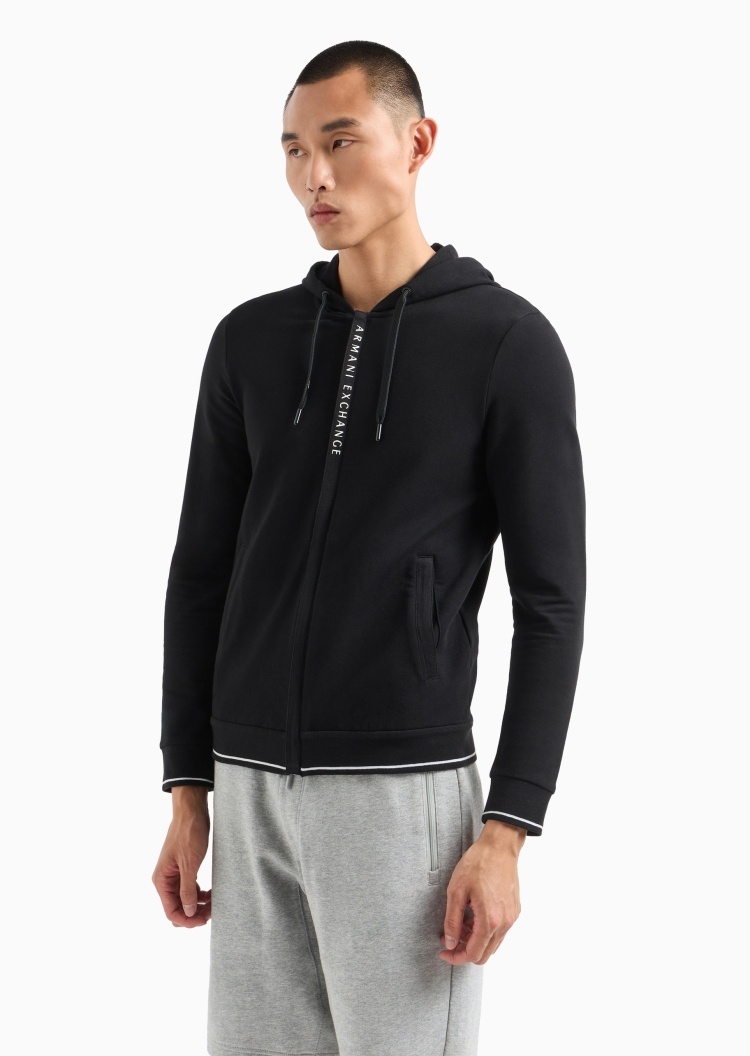 ARMANI EXCHANGE 男士纯棉弹力重磅合身长袖连帽卫衣外套
