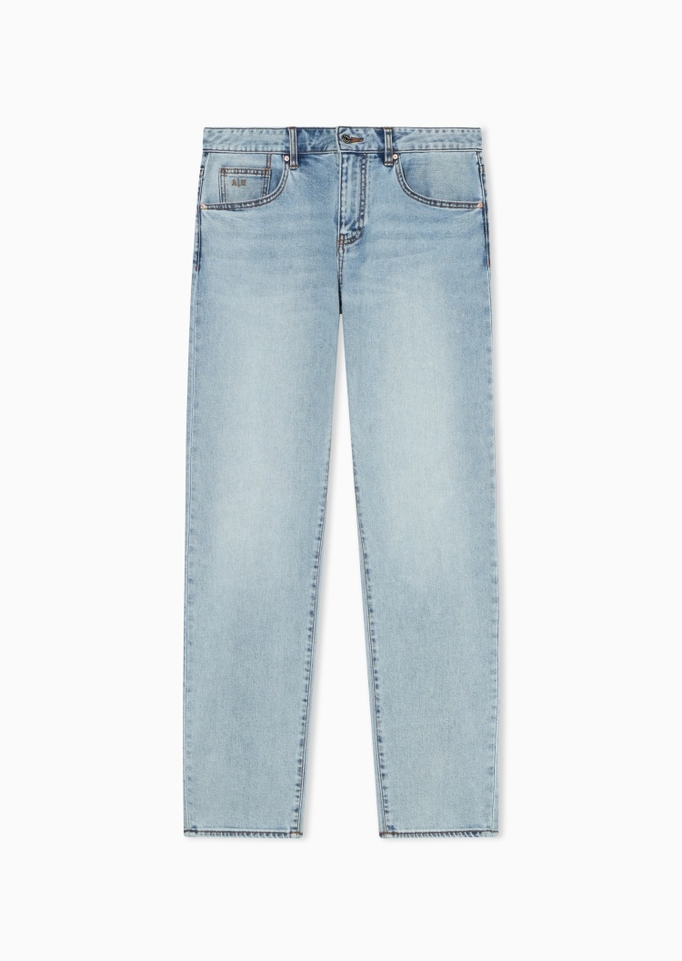 ARMANI EXCHANGE 男士微弹薄低腰直筒水洗复古牛仔裤