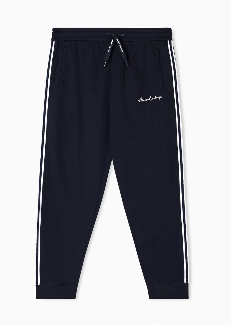 ARMANI EXCHANGE 男士宽松复古休闲束脚弹力运动卫裤跑步长裤