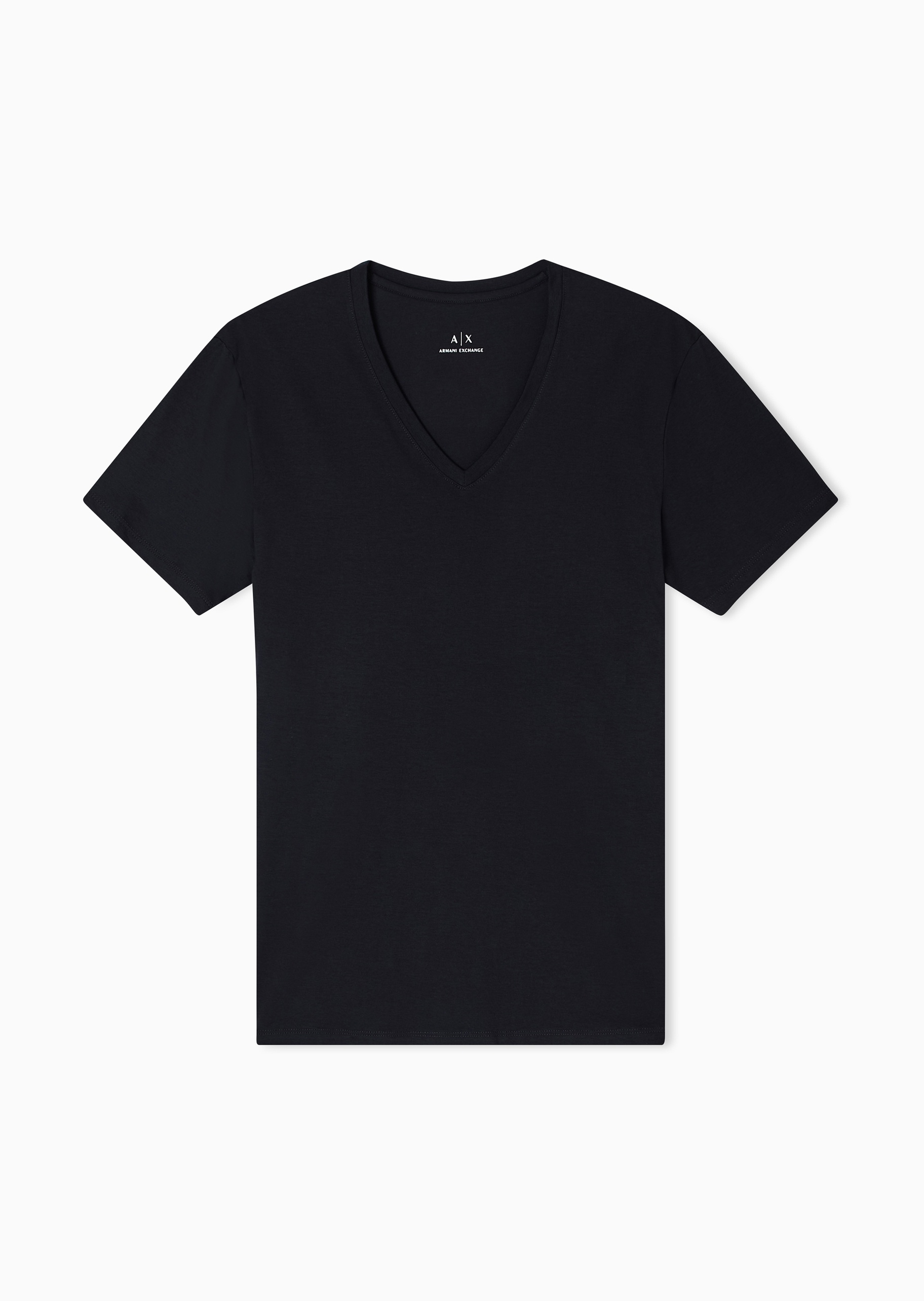 ARMANI EXCHANGE 男士纯棉重磅修身短袖V领纯色简约T恤