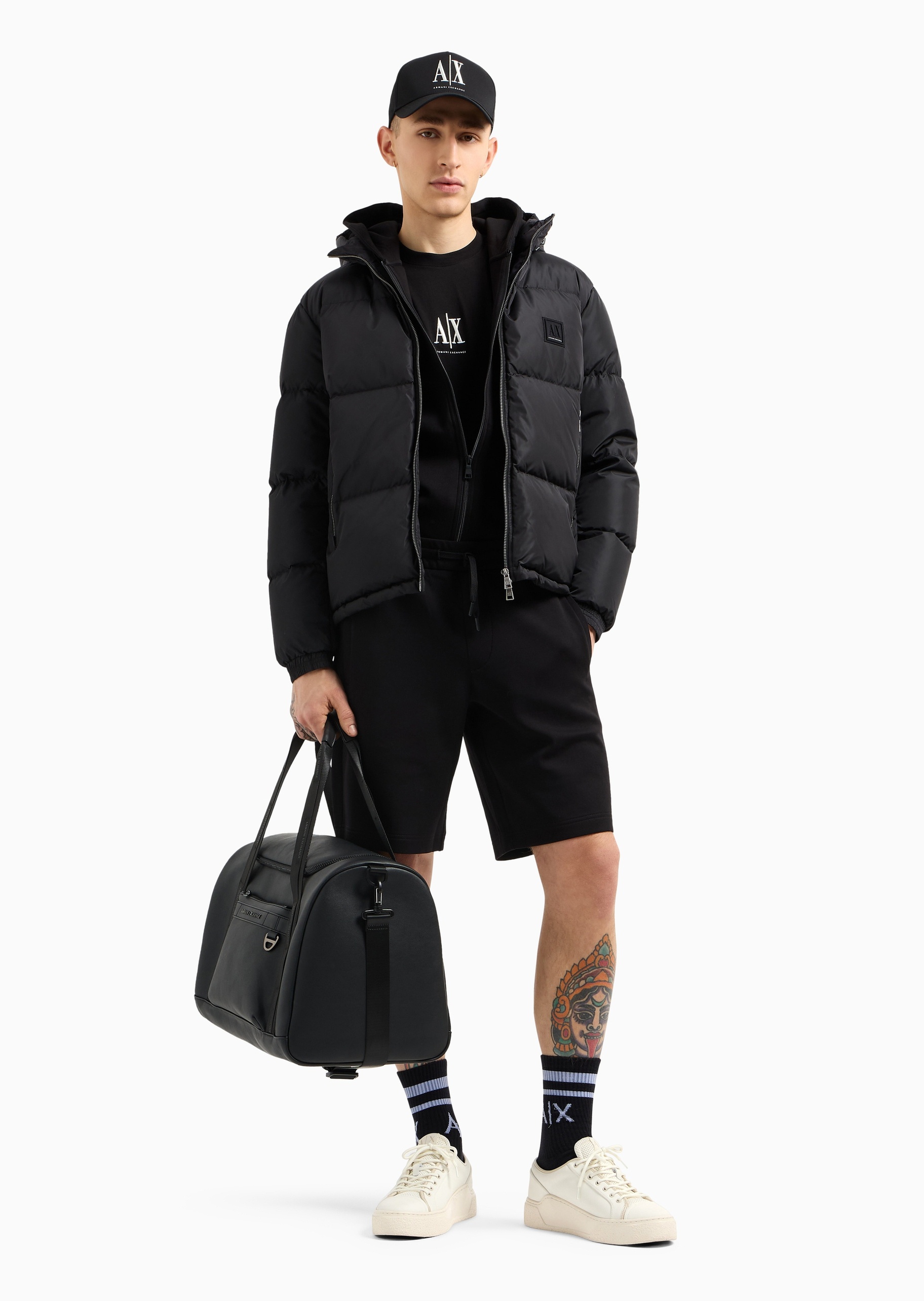 ARMANI EXCHANGE 男士纯棉宽松短袖圆领标识刺绣T恤