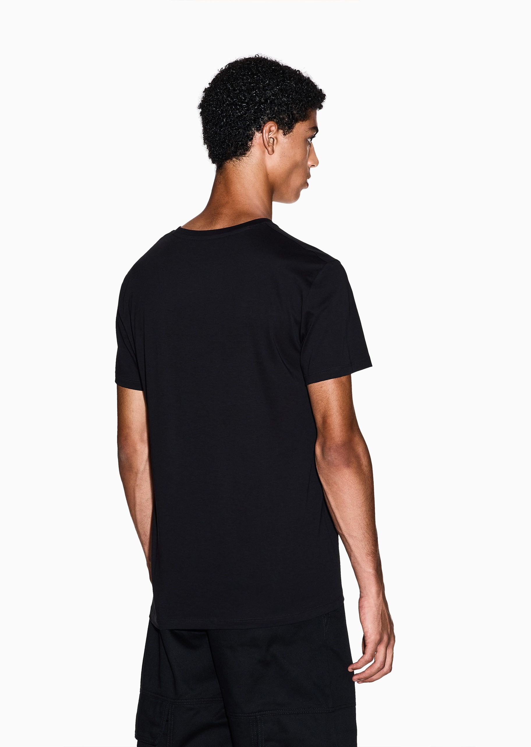 ARMANI EXCHANGE 男士纯棉重磅修身短袖V领纯色简约T恤