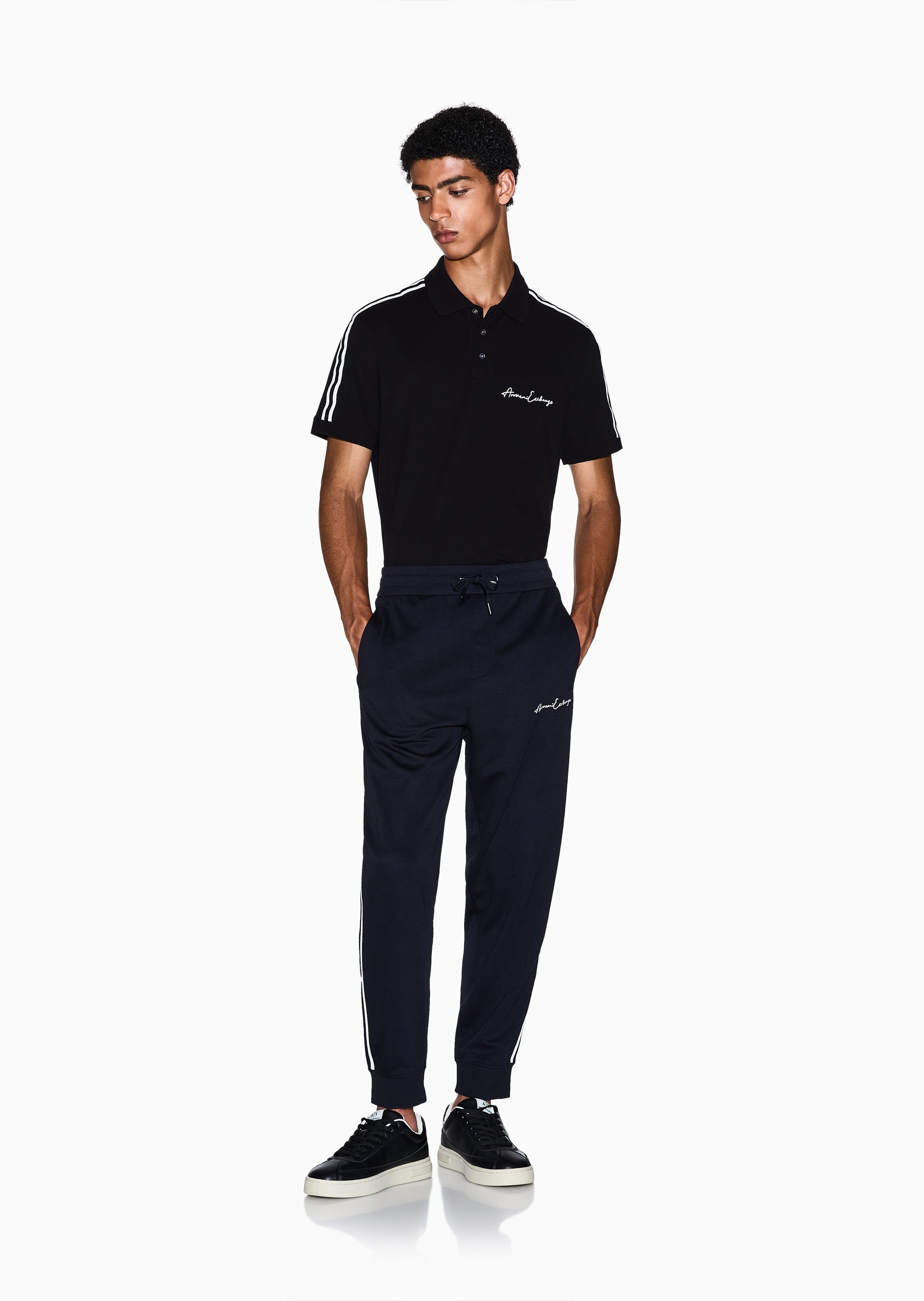 ARMANI EXCHANGE 男士宽松复古休闲束脚弹力运动卫裤跑步长裤