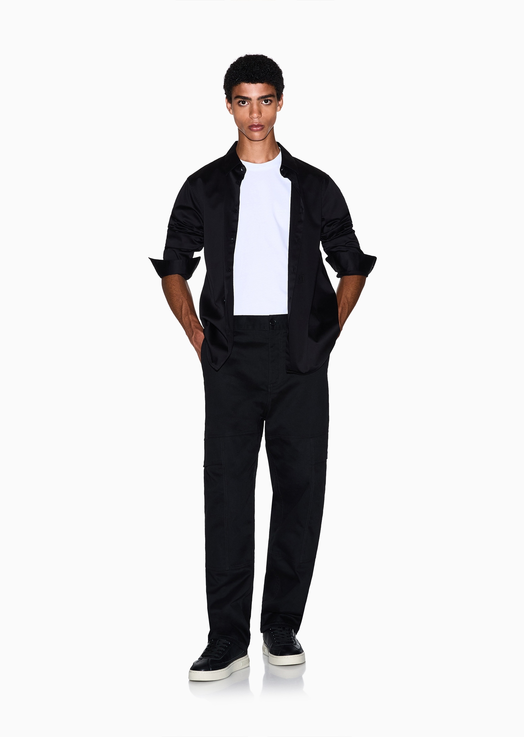 ARMANI EXCHANGE 男士纯棉长袖商务休闲人夫感西装衬衫上衣