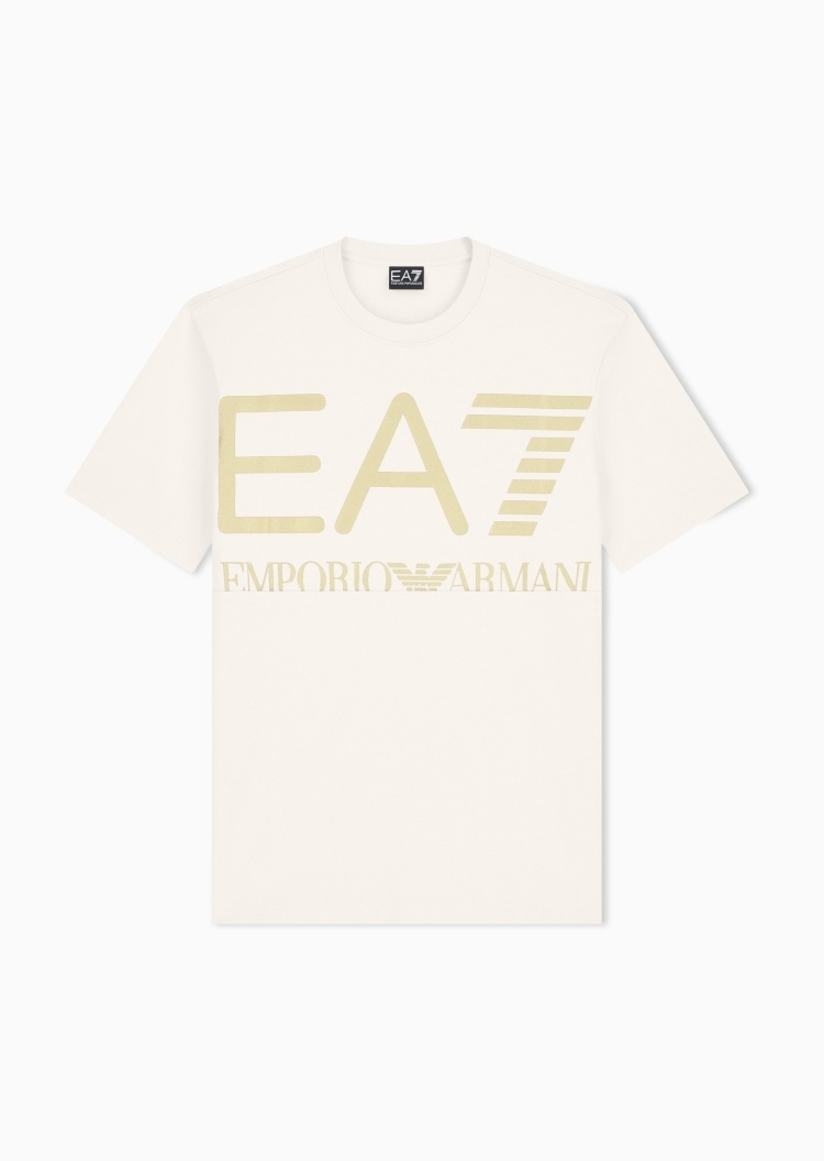 EA7 男士纯棉合身短袖圆领正肩印花运动T恤