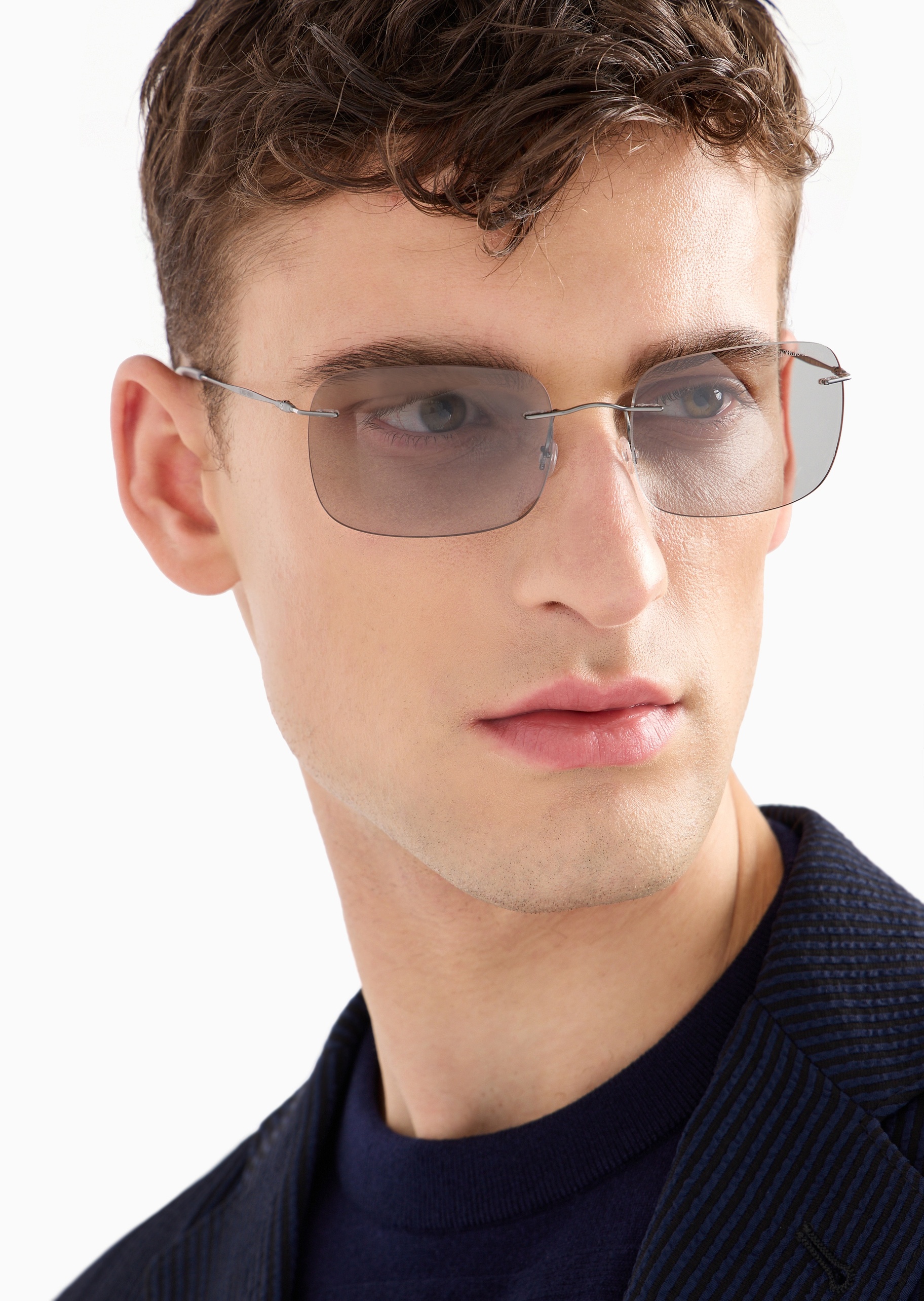 Giorgio Armani 男士简约枕形无框时尚遮阳太阳眼镜