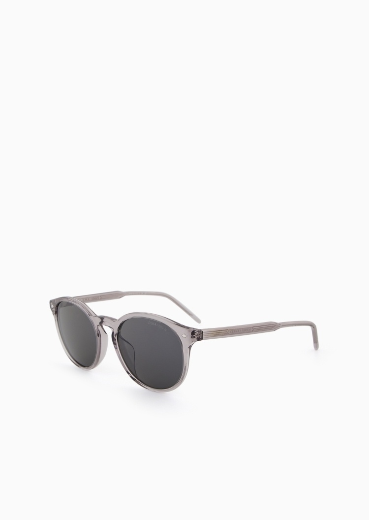 Giorgio Armani 男士透明圆形边框复古遮阳太阳眼镜