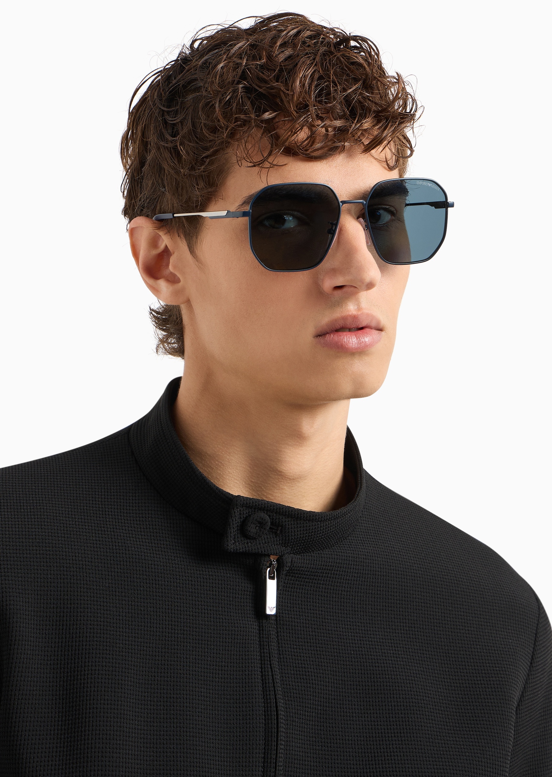 Emporio Armani 男士金属细框飞行员形时尚遮光太阳眼镜