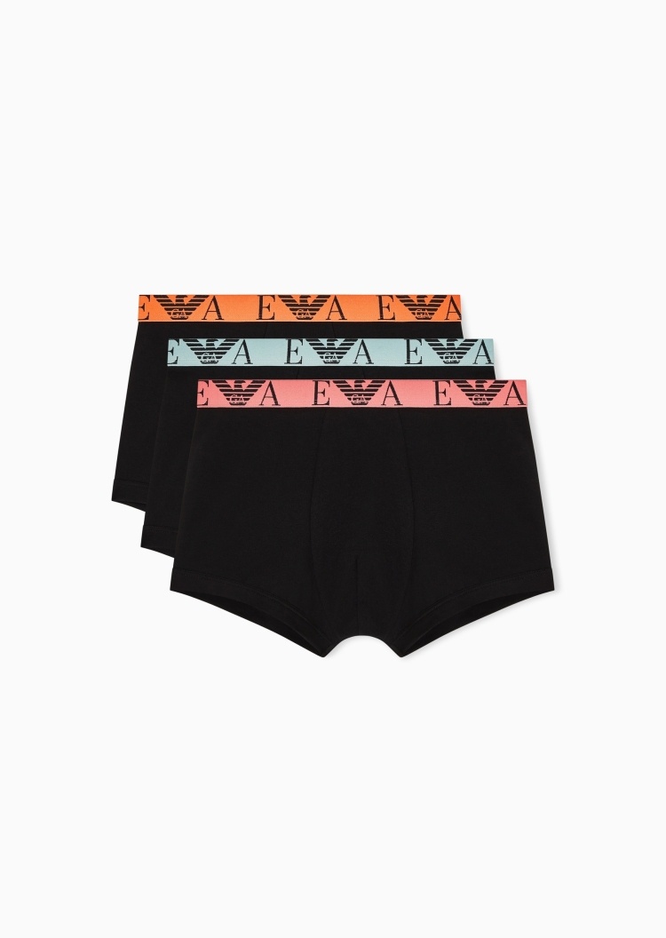 Emporio Armani 男士平角弹力三条装提花内裤套装