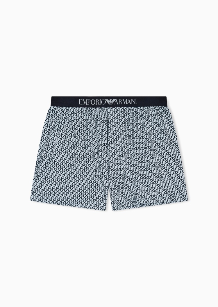 Emporio Armani 男士纯棉平角撞色LOGO提花内裤