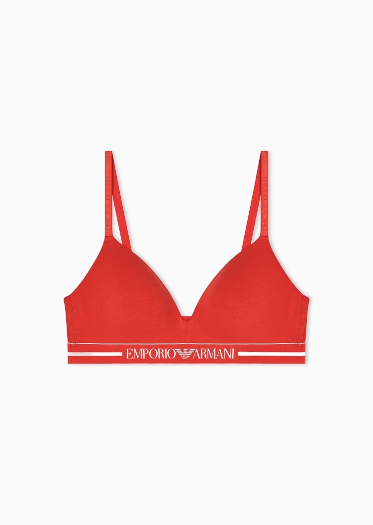 Emporio Armani 女士纯棉弹力钩扣三角杯可调节肩带文胸