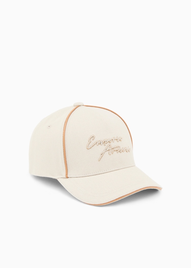 Emporio Armani 女士魔术贴圆顶弯檐刺绣休闲棒球帽