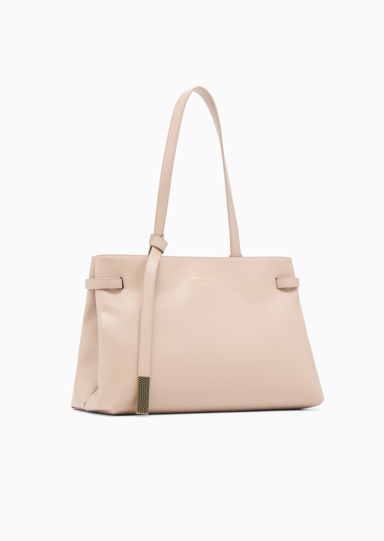 Emporio Armani 女士大容量磁扣梯形拉链内袋单肩通勤手提包