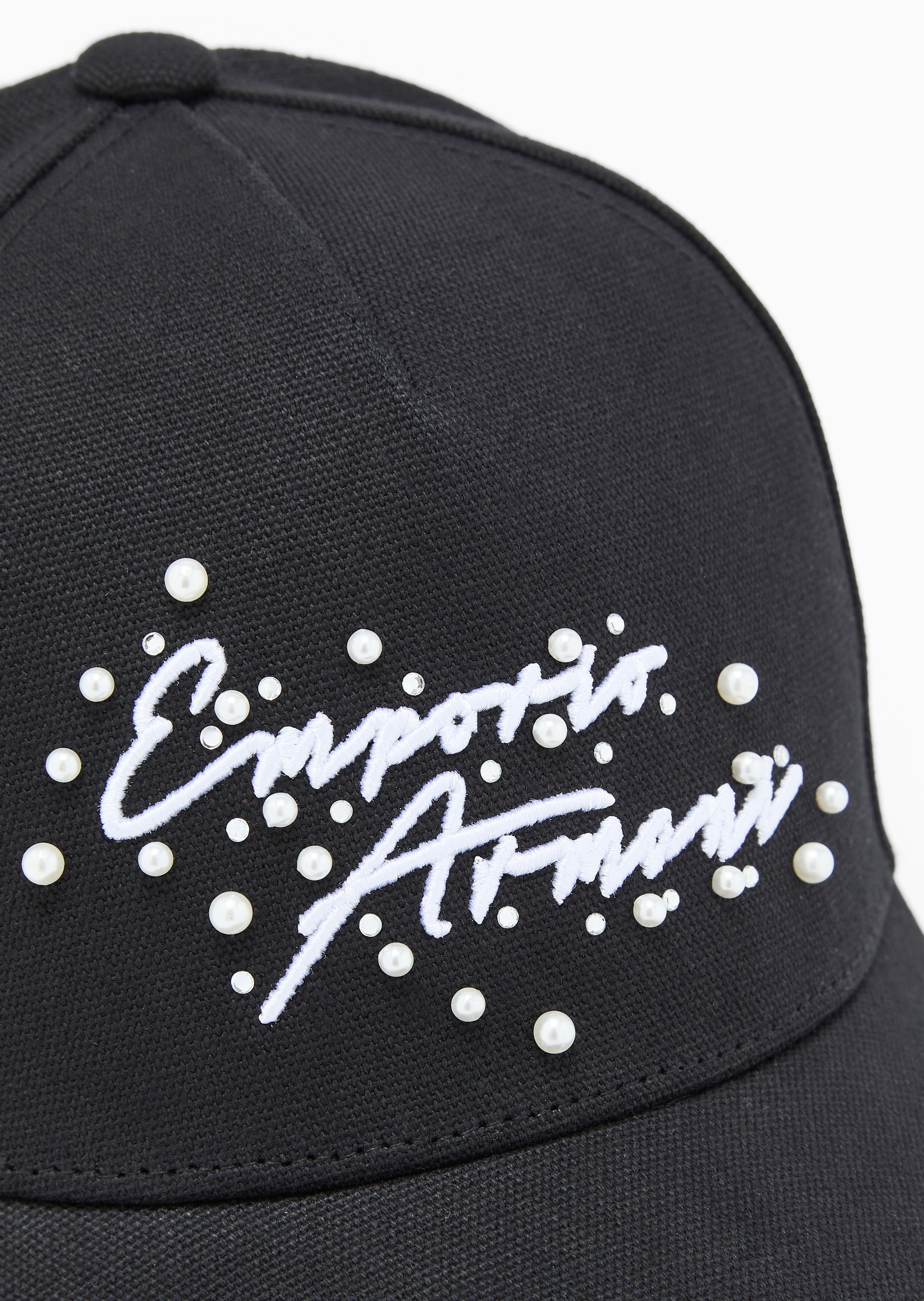 Emporio Armani 女士魔术贴圆顶弯檐刺绣休闲棒球帽