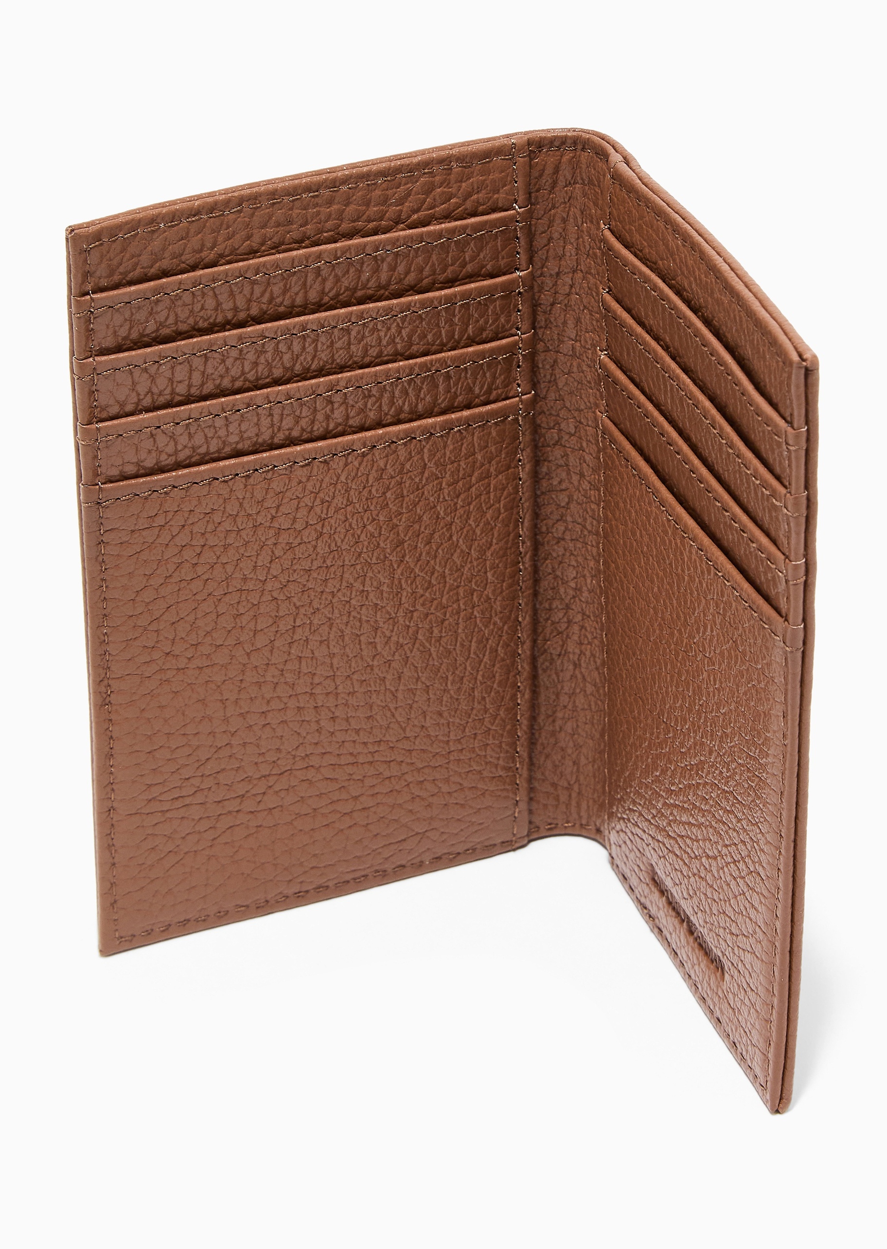 Emporio Armani 男士牛皮革荔枝纹对折多卡位卡包证件收纳包