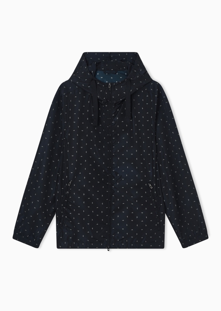 Emporio Armani 男士长袖连帽满印拉链门襟休闲夹克