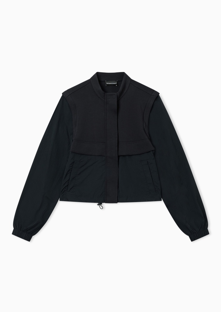 Emporio Armani 女士短款立领拼接隐藏门襟休闲夹克