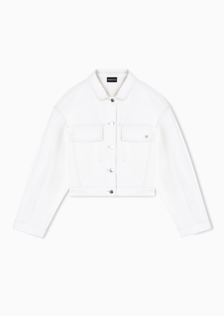 Emporio Armani 女士纯棉短款翻领纽扣门襟时尚夹克