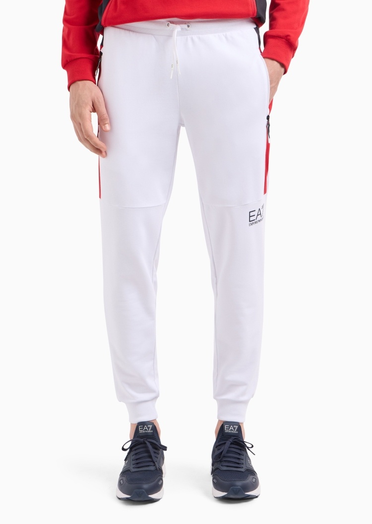 EA7 男士棉质微弹合身系带腰束脚健身训练卫裤