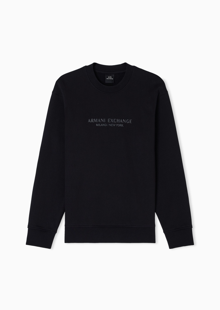 ARMANI EXCHANGE 男士套头宽松重磅运动风印花圆领卫衣