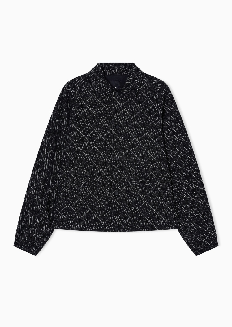 ARMANI EXCHANGE 男士长袖翻领满印字母单排扣夹克