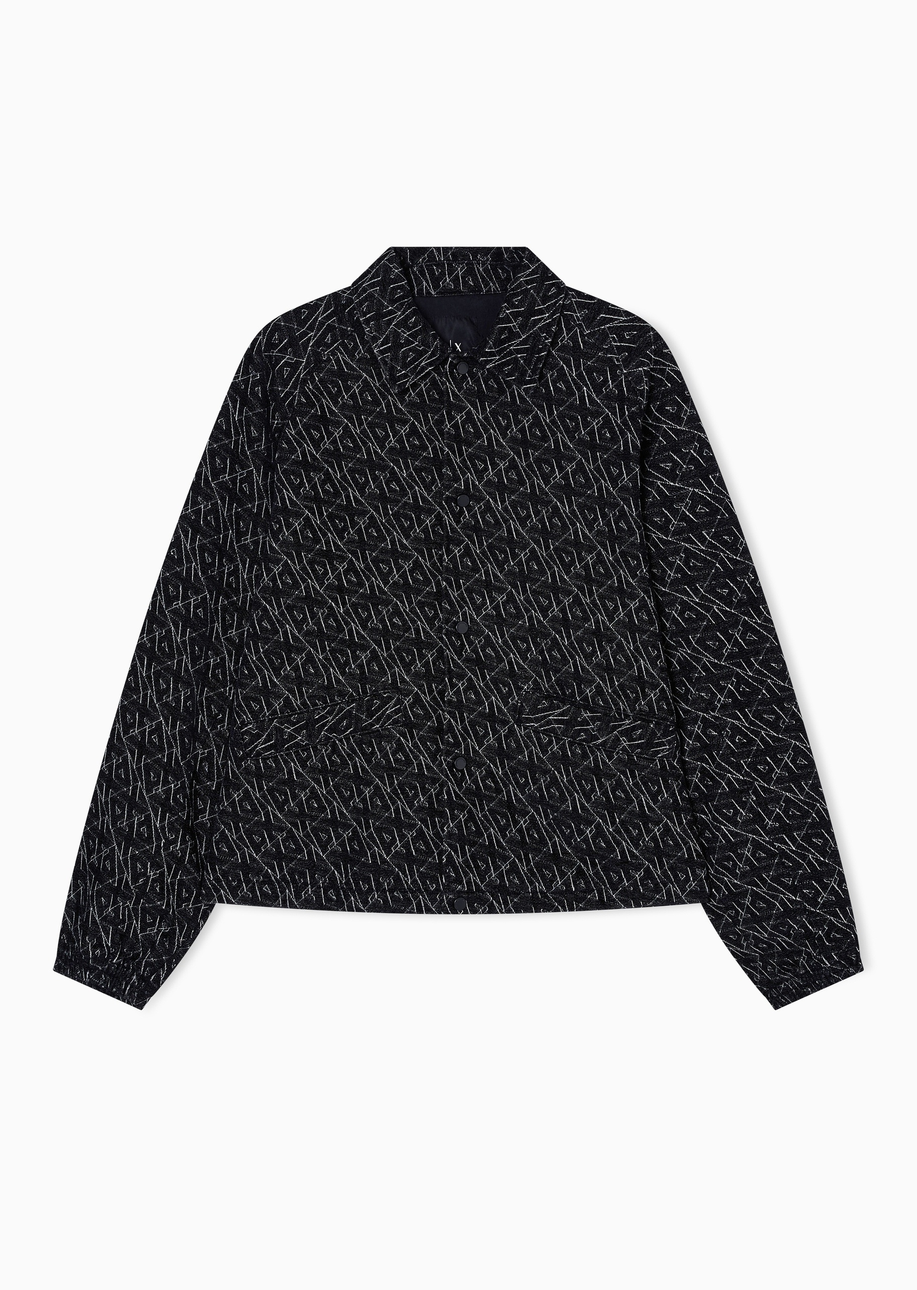 ARMANI EXCHANGE 男士长袖翻领满印字母单排扣夹克