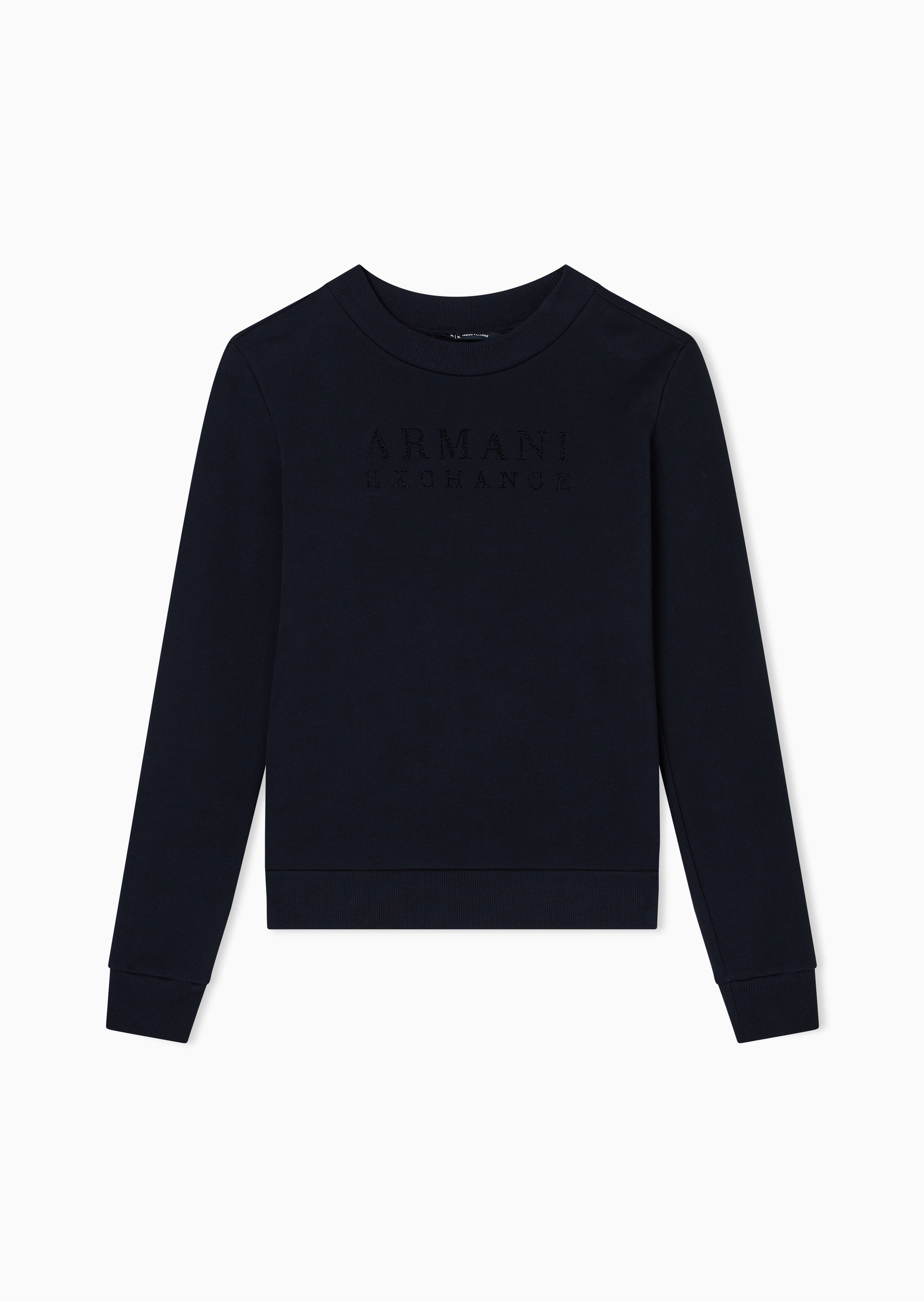 ARMANI EXCHANGE 女士纯棉套头合身水钻运动风圆领卫衣