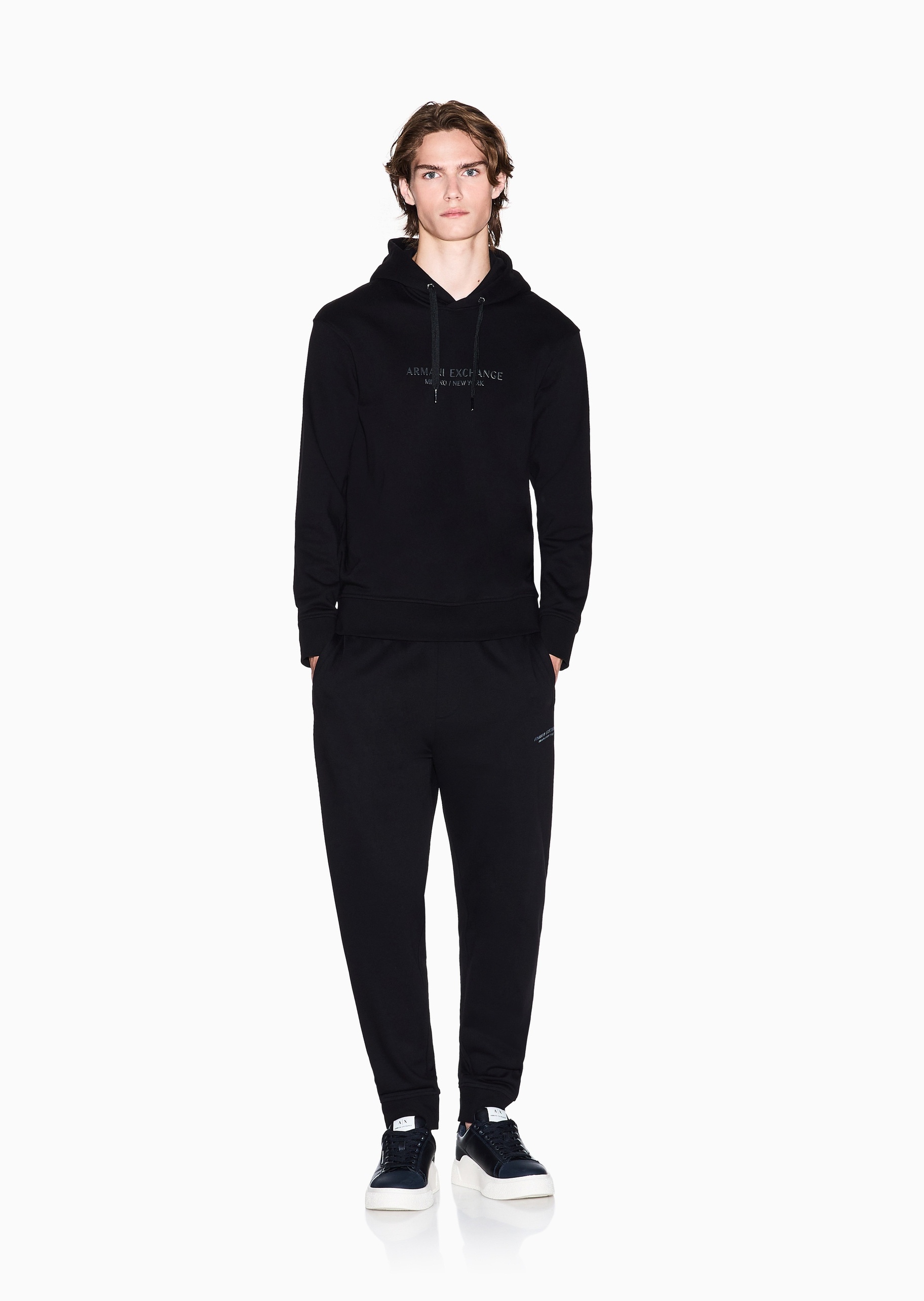 ARMANI EXCHANGE 男士连帽套头宽松印花重磅运动风卫衣