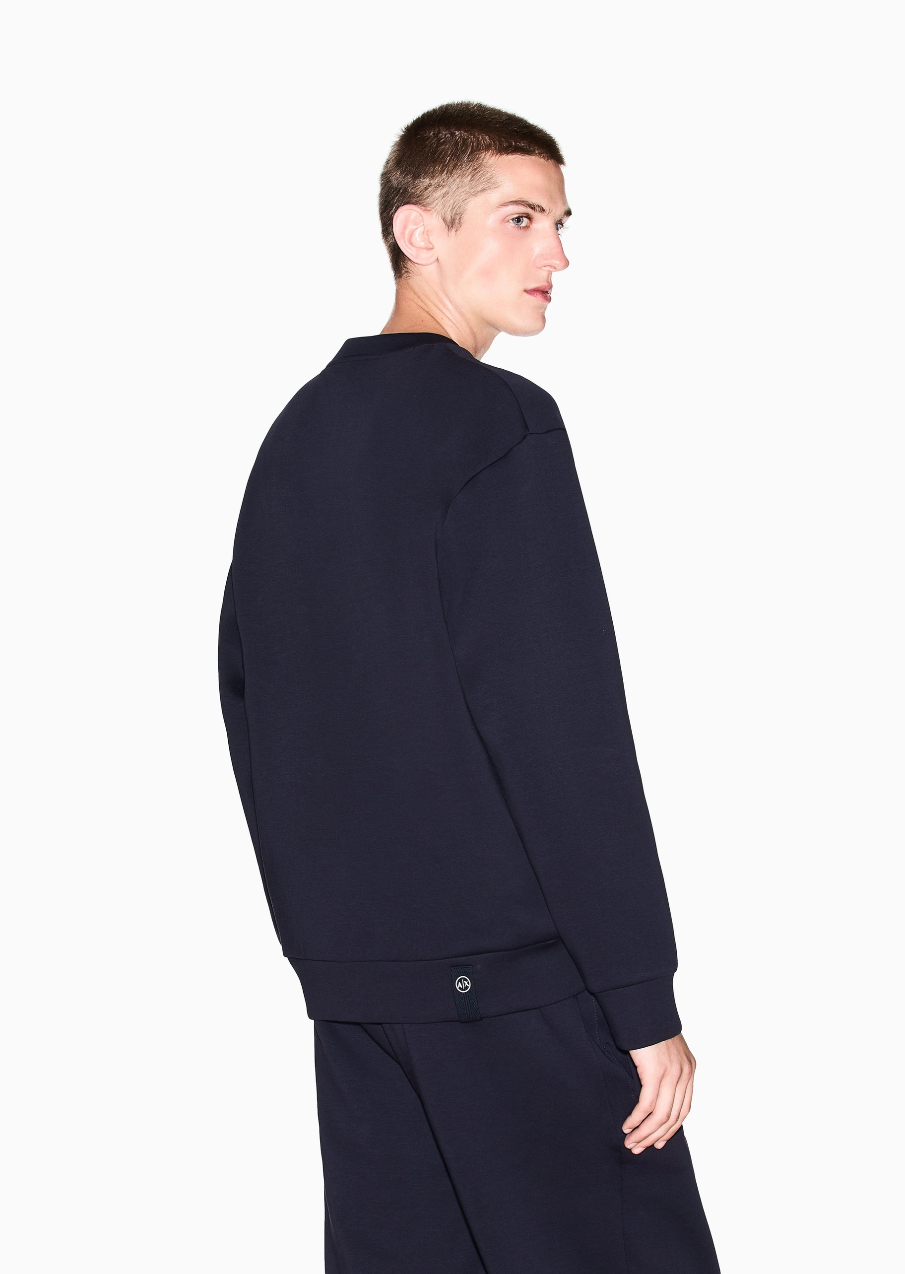 ARMANI EXCHANGE 男士套头宽松运动风重磅情侣圆领卫衣