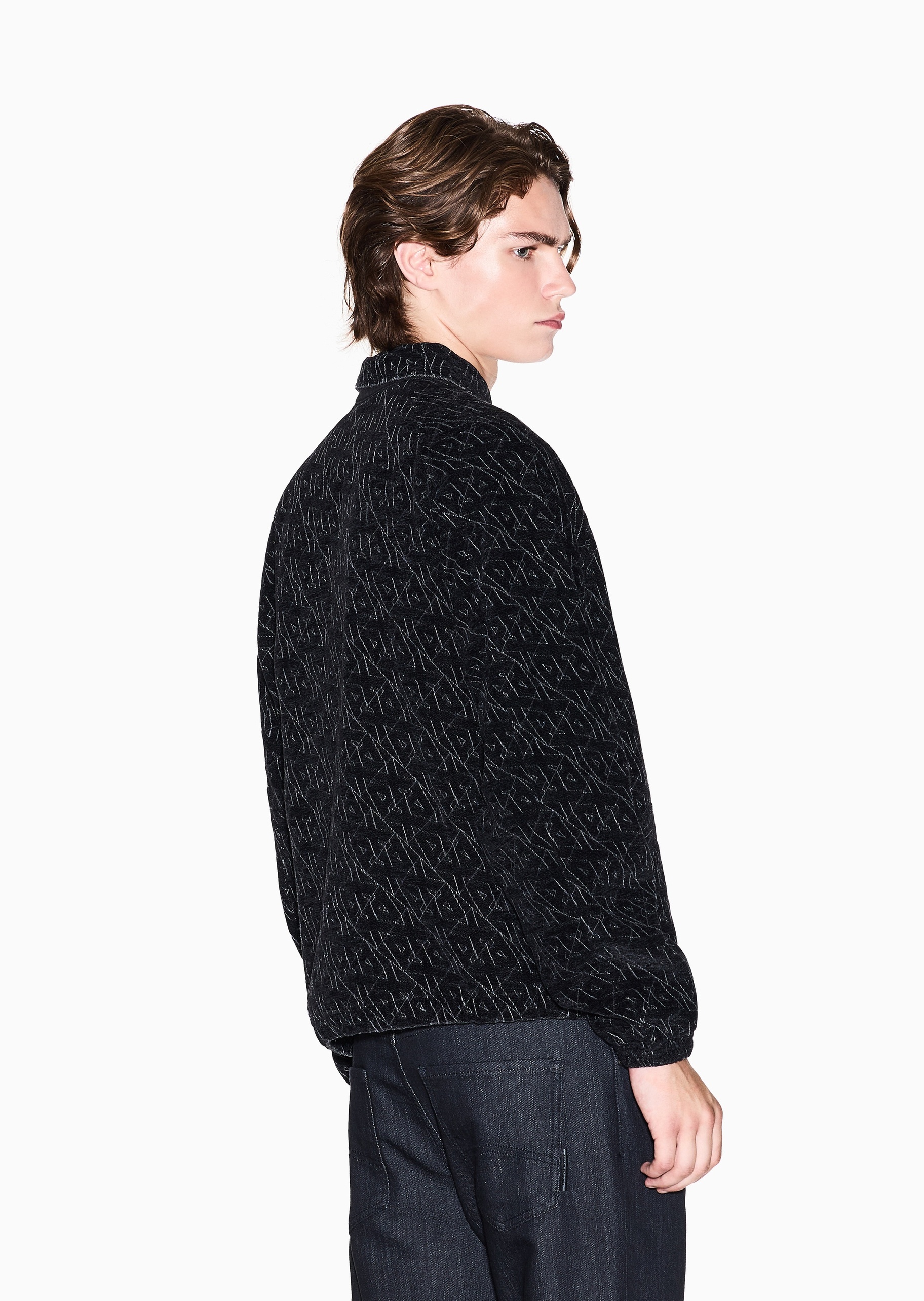ARMANI EXCHANGE 男士长袖翻领满印字母单排扣夹克