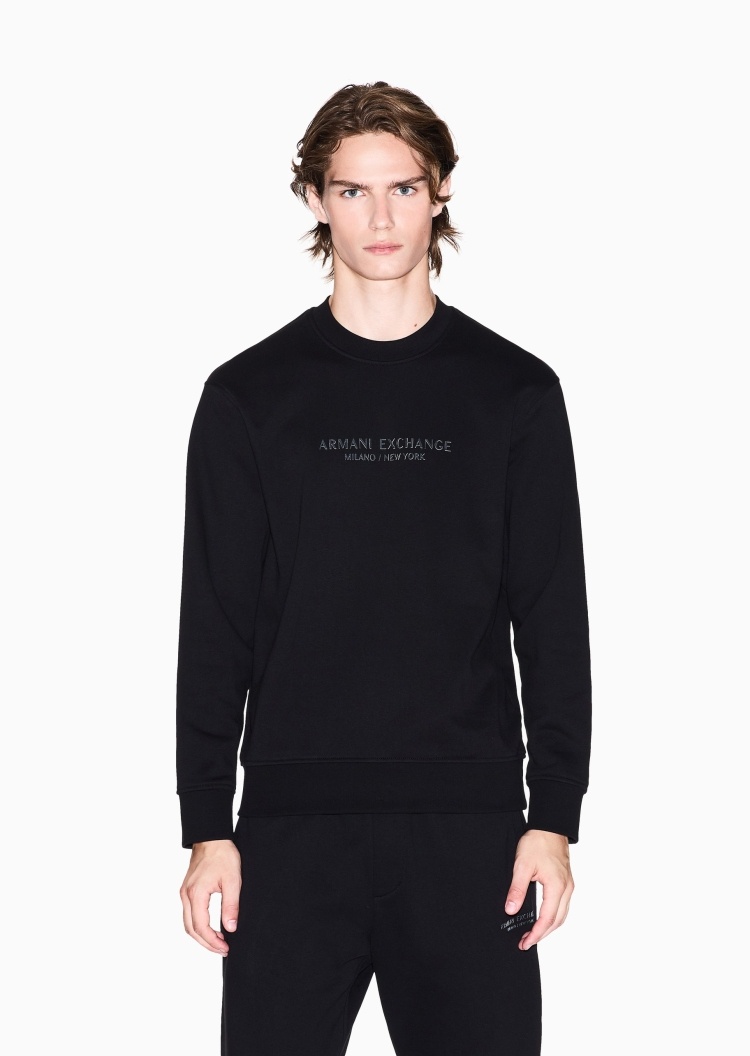 ARMANI EXCHANGE 男士套头宽松重磅运动风印花圆领卫衣