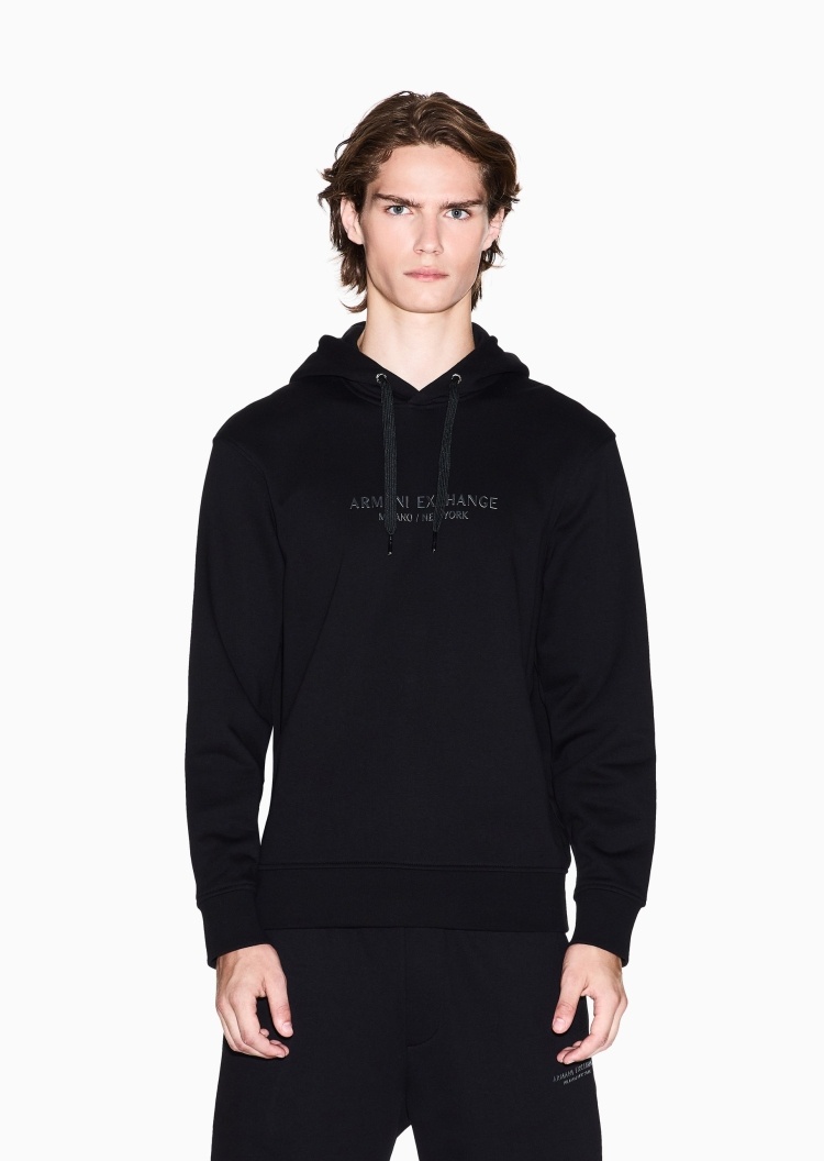 ARMANI EXCHANGE 男士连帽套头宽松印花重磅运动风卫衣