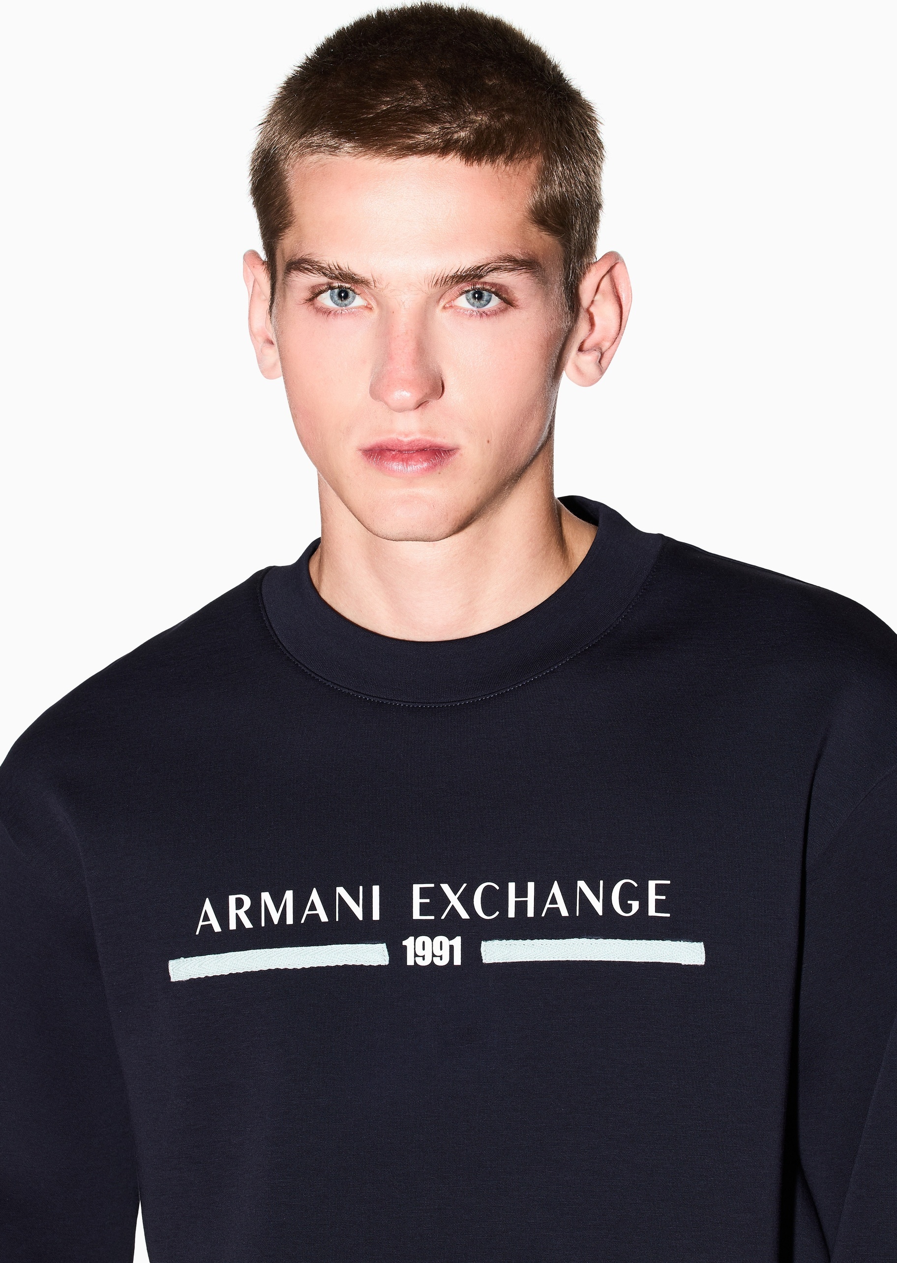 ARMANI EXCHANGE 男士套头宽松运动风重磅情侣圆领卫衣