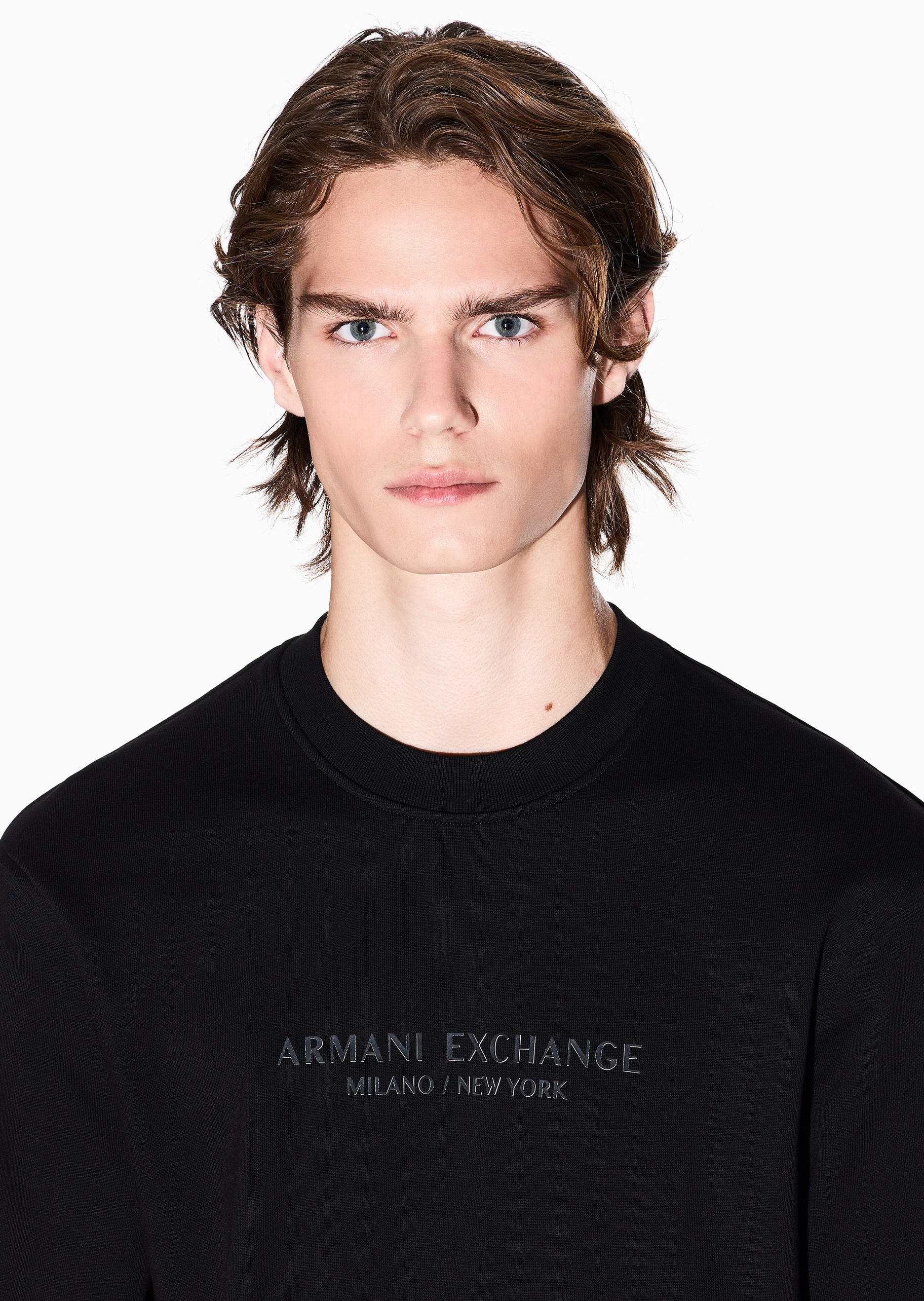 ARMANI EXCHANGE 男士套头宽松重磅运动风印花圆领卫衣