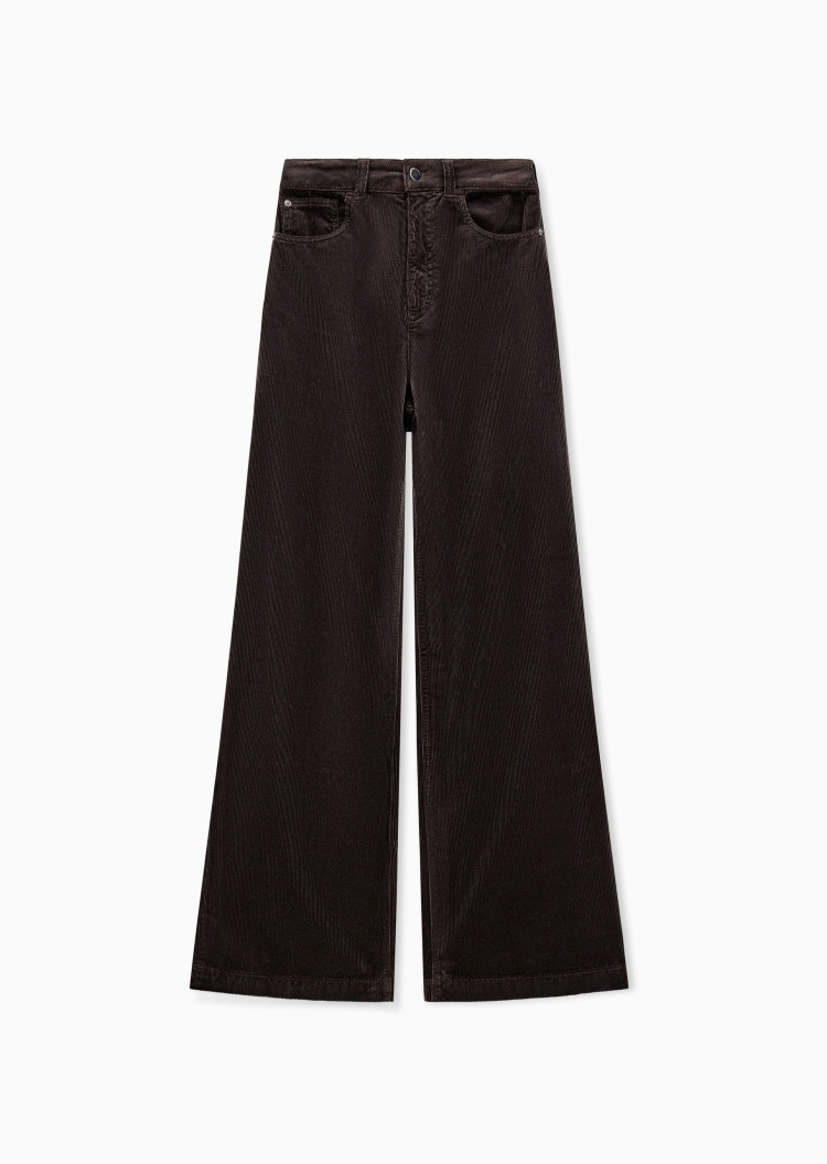 Emporio Armani 女士微弹宽松高腰长款灯芯绒复古牛仔裤