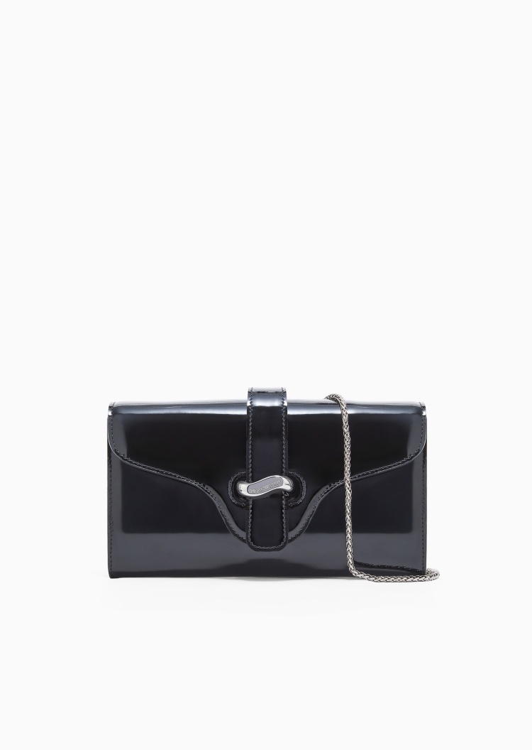 Emporio Armani 女士翻盖横款链条秀场同款单肩斜挎手拿钱包