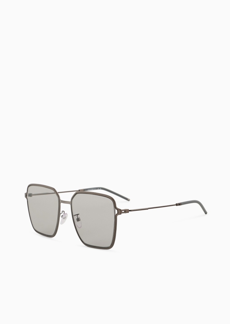 Emporio Armani 女士金属细框方形复古时尚遮阳太阳眼镜