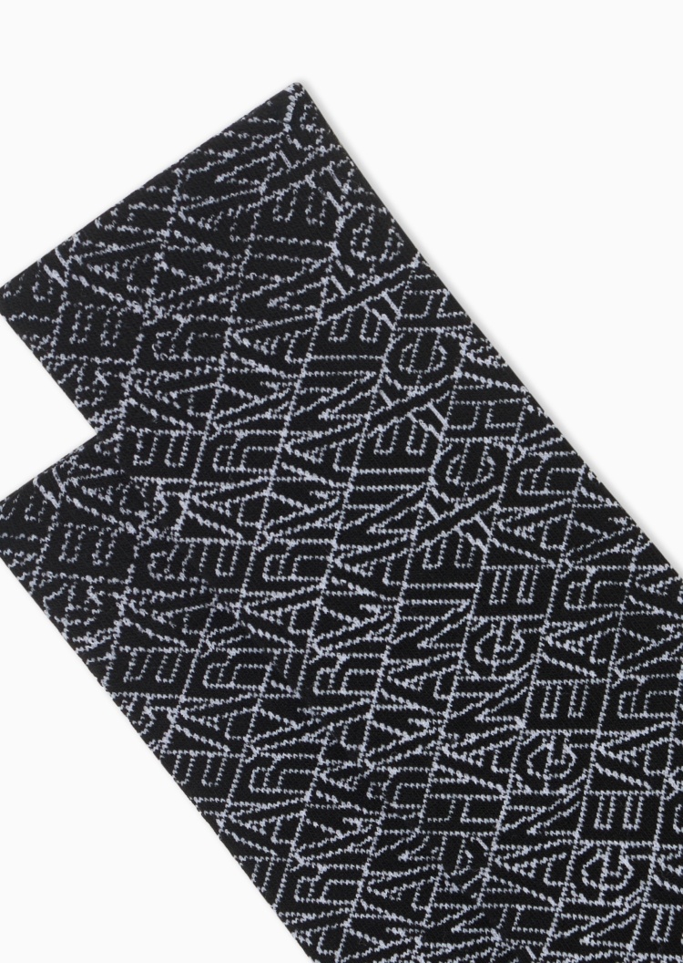 ARMANI EXCHANGE 男士微弹中筒通体LOGO提花袜子