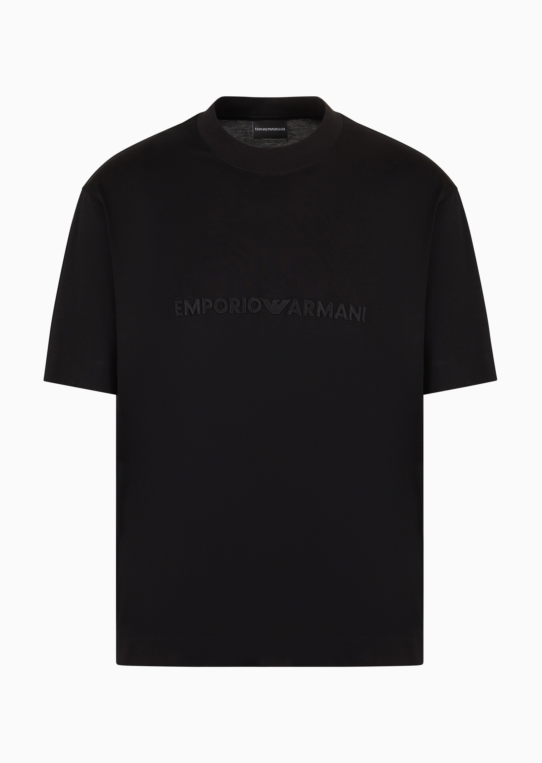 Emporio Armani 男士凉爽莱赛尔宽松短袖圆领标识刺绣T恤