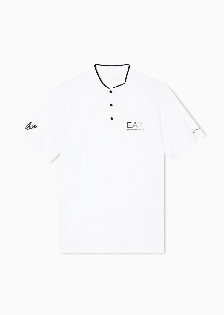 EA7 男士立领短袖正肩运动风印花网球Polo衫