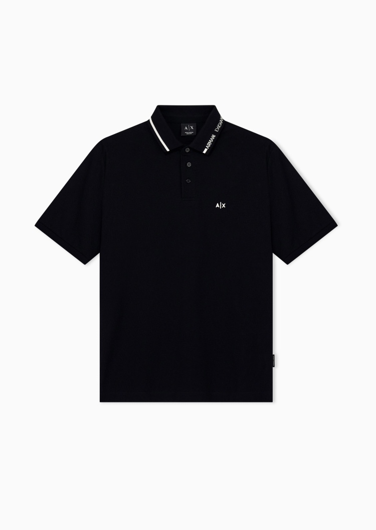 ARMANI EXCHANGE 男士纯棉短袖翻领撞色条纹刺绣Polo衫