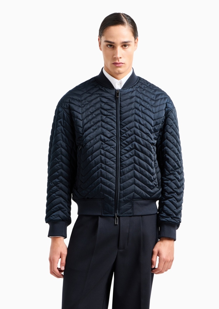 Emporio Armani 男士短款双面穿夹棉棒球服飞行员夹克外套