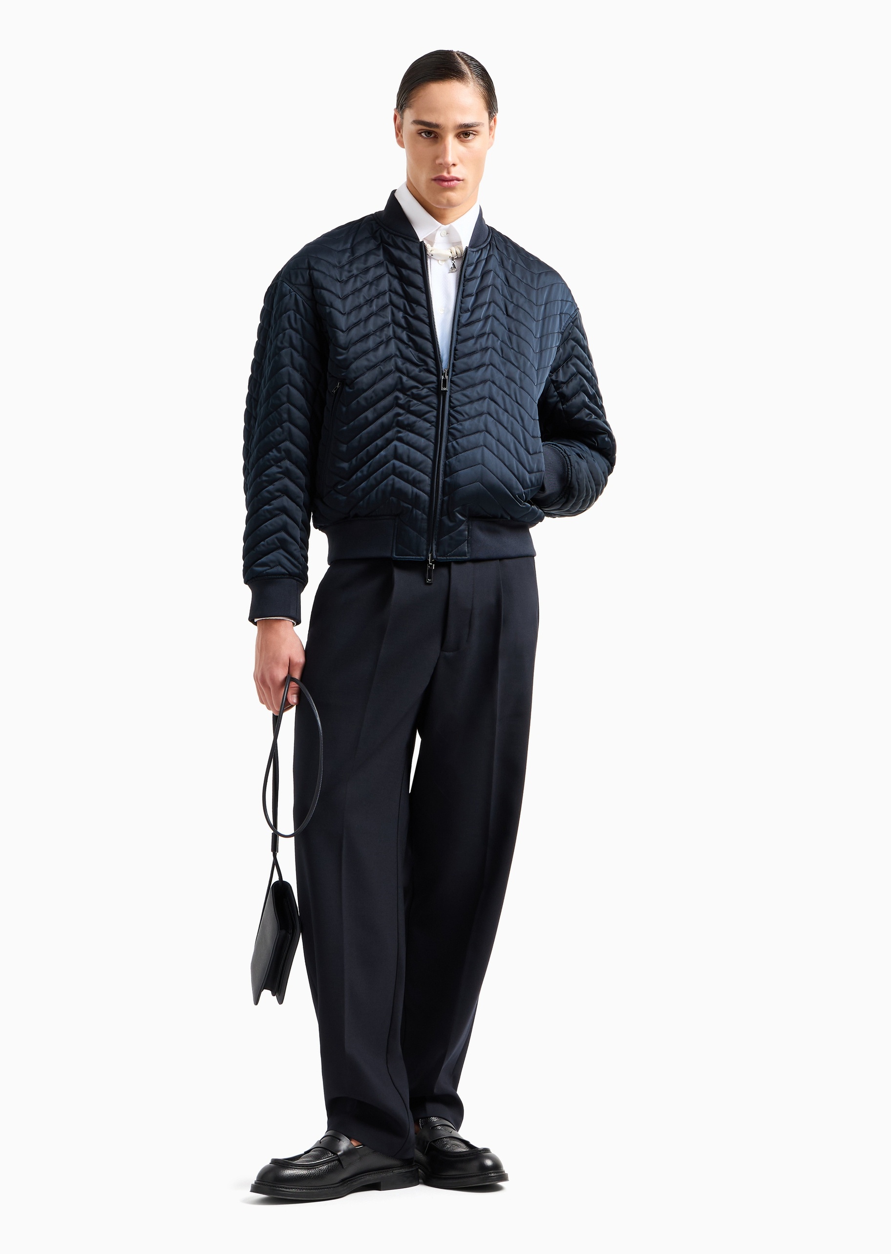 Emporio Armani 男士短款双面穿夹棉棒球服飞行员夹克外套