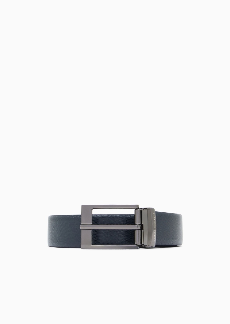 ARMANI EXCHANGE 男士矩形带扣双面两用休闲商务风针扣腰带