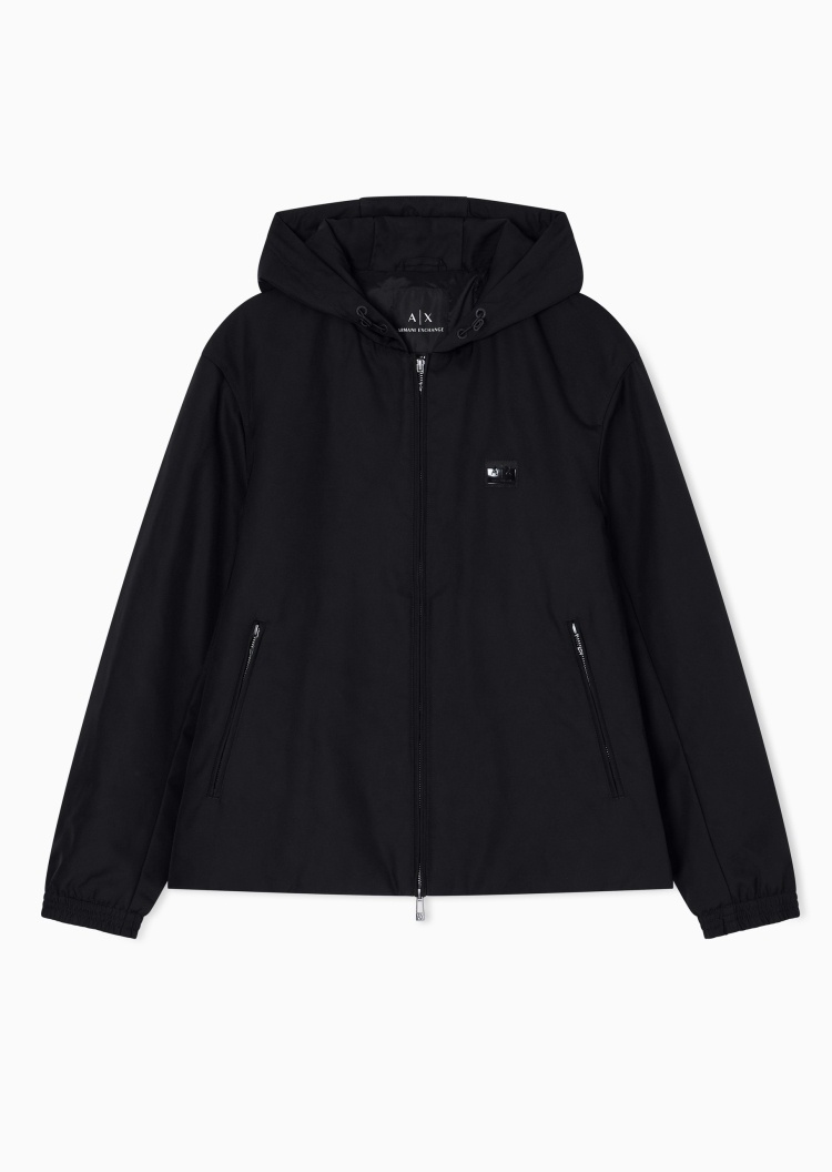 ARMANI EXCHANGE 男士长袖连帽拉链门襟标识贴片休闲棉服